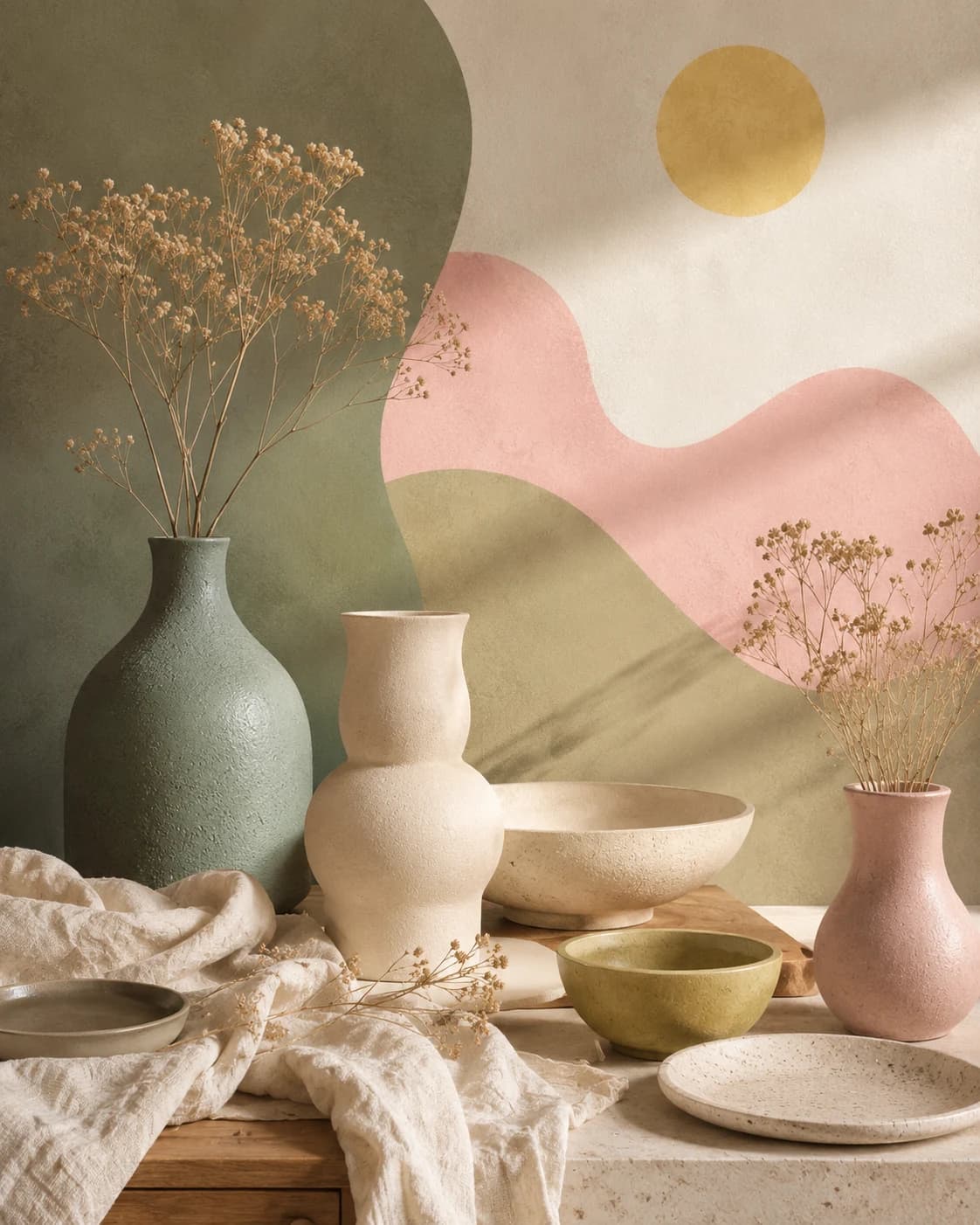 Matières, vases et fleurs séchées dans l'univers de l'atelier LOMA