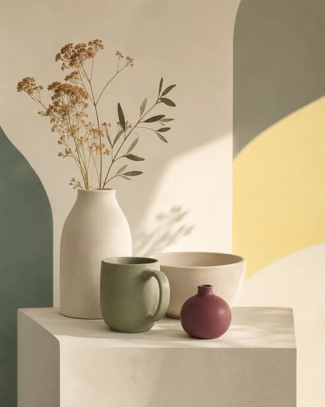 Vases et objets en céramique dans une ambiance LOMA